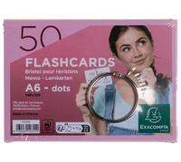 Exacompta - Réf. 10355E - Carton de 19 paquets de 50 Flashcards sous film + anneau - bristol dots perforé - cartes de révisions - 148 x 105 mm format A6 - couleur rose