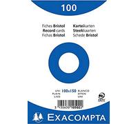 Exacompta Fiches bristol 10×15 cm – Blanc uni, non perforées, lot de 100, papier épais
