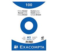 Exacompta - Réf. 10508E - Carton de 10 paquets de 100 fiches bristol unies non perforées - sous film - - format 148 x 210 mm - couleur blanc