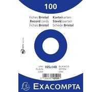 Exacompta - Réf. 10509E - Carton de 20 paquets de 100 fiches bristol unies non perforées - sous film - - format 105 x 148 mm - couleur blanc
