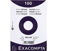Exacompta - Réf. 10509E - Paquet de 100 fiches bristol unies non perforées - sous film - compatibles avec imprimante jet d'encre, laser et photocopieur - format 105 x 148 mm - couleur blanc