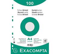 100 fiches bristol a4 petits carreaux perforã©es 21x29,7cm 10606e