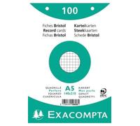 Exacompta - Réf. 10608E - Carton de 10 paquets de 100 fiches bristol quadrillées 5x5 perforées - sous film - compatibles avec imprimante jet d'encre, laser et photocopieur - 148 x 210 mm - blanc