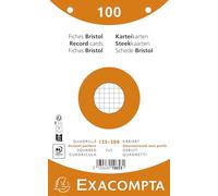 Exacompta - Réf. 10653E - Carton de 12 paquets de 100 fiches bristol quadrillées 5x5 perforées - sous film - compatibles avec imprimante jet d'encre, laser et photocopieur - 125 x 200 mm - assorties