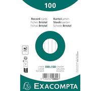 Exacompta - Réf. 10802X - Carton de 20 paquets de 100 fiches bristol lignées non perforées - sous film - compatibles avec imprimante jet d'encre, laser et photocopieur - format 100 x 150 mm - blanc