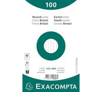 Exacompta - Réf. 10803X - Carton de 12 paquets de 100 fiches bristol lignées non perforées - sous film - - format 125 x 200 mm - couleur blanc