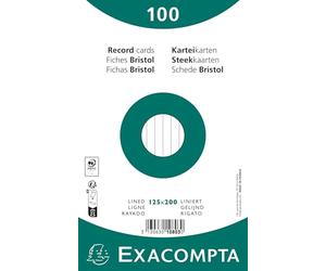 Exacompta - Réf. 10803X - Carton de 12 paquets de 100 fiches bristol lignées non perforées - sous film - - format 125 x 200 mm - couleur blanc