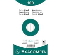 Exacompta - Réf. 10803X - Paquet de 100 fiches bristol lignées non perforées - sous film - compatibles avec imprimante jet d'encre, laser et photocopieur - format 125 x 200 mm - couleur blanc
