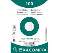 Exacompta - Réf. 10809SE - Carton de 20 paquets de 100 fiches bristol lignées non perforées - sous film - - format 105 x 148 mm - couleur blanc