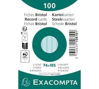 Exacompta - Réf. 10810SE - Carton de 40 paquets de 100 fiches bristol lignées non perforées - sous film - - format 74 x 105 mm - couleur azur