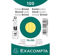 Exacompta - Réf. 10820SE - Carton de 40 paquets de 100 fiches bristol lignées non perforées - sous film - - format 74 x 105 mm - couleur jaune