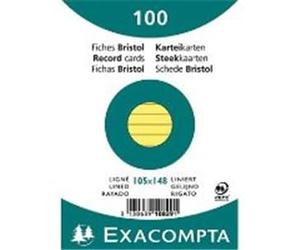 Exacompta - Réf. 10829SE - Carton de 20 paquets de 100 fiches bristol lignées non perforées - sous film - - format 105 x 148 mm - couleur jaune