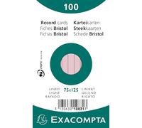 Exacompta - Réf. 10831X - Paquet de 100 fiches bristol lignées non perforées - sous film - compatibles avec imprimante jet d'encre, laser et photocopieur - format 75 x 125 mm - couleur rose