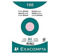 Exacompta - Réf. 10838SE - Paquet de 100 fiches bristol lignées non perforées - sous film - compatibles avec imprimante jet d'encre, laser et photocopieur - format 148 x 210 mm - couleur rose