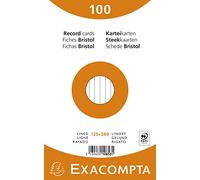 Exacompta - Réf. 10853X - Paquet de 100 fiches bristol lignées non perforées - sous film - compatibles avec imprimante jet d'encre, laser et photocopieur - format 125 x 200 mm - couleurs assorties