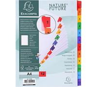 Intercalaires A4 - 12 Positions - 1 ? 12 - Carte Blanche 160g - Exacompta