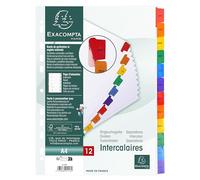 Exacompta - Réf. 1113E - Carton de 20 Intercalaires en carte blanche 160g/m2 FSC® avec 12 onglets imprimés mensuel de Janvier à Décembre en couleur - Page d'indexation imprimable - Pour format A4