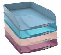 Exacompta - Réf. 111606SETD - Set de 4 corbeilles à courrier COMBO STYLI Skandi - dimensions 34,6 x 25,5 x 24,3 cm - pour format A4+ - 4 couleurs assorties bleu Pacifique, bleu givré, nude, vieux rose