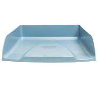 Exacompta - Réf. 11170D - Lot de 6 corbeilles à courrier Combo Styli Autentik - pour Documents au Format A4+ - dim 34 x 25 x 6,5 cm - Porte étiquette - Peut contenir 500 Feuilles - Bleu Gris