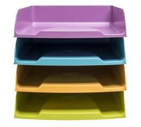 Exacompta - Réf. 111909SETD - Set de 4 Corbeilles à courrier Combo Styli Pop N'Co - dimensions 34,6 x 25,5 x 24,3 cm - pour format A4+ - couleurs assorties