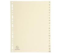 Exacompta - Réf. 1120E - Carton de 10 Intercalaires en Carte ivoire 155g/m2 FSC® avec 20 onglets imprimés alphabétiques de A à Z - Format à classer A4 - Dimensions 22,5 x 29,7 cm - couleur ivoire