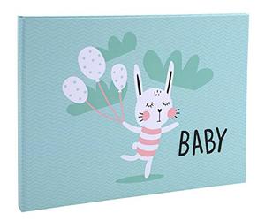 Exacompta - Réf. 11230E - 1 Album photos livre 30 pages blanches - Format 28,5x22cm - couverture papier imprimé BABY vert - pelliculage mat - 60 photos