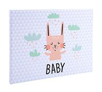 Exacompta - Réf. 11231E - 1 Album photos livre 30 pages blanches - Format 28,5x22cm - couverture papier imprimé BABY Gris - pelliculage mat - 60 photos