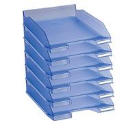 Exacompta - Réf. 11310D - Lot de 6 corbeilles à courrier COMBO MIDI - dimensions utiles 34 x 25 x 6,5 cm - pour documents au format A4 + - couleur bleu glacé translucide
