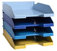 Exacompta Bacs à courrier Bee Blue à la française pour documents A4+ - Jeu de 4 coloris assortis