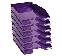 Exacompta - Réf. 113220D - Lot de 6 corbeilles à courrier COMBO MIDI - dimensions utiles 34 x 25 x 6,5 cm - pour documents au format A4 + - couleur violet glossy