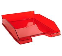 Exacompta - Réf. 113224D - 1 corbeille à courrier COMBO MIDI - dimensions utiles 34 x 25 x 6,5 cm - pour format A4 + - peut contenir 500 feuilles - couleur rouge carmin transparent Glossy