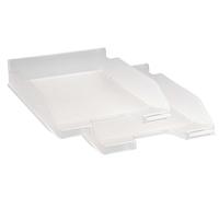 Exacompta - Réf. 11323SD - Lot de 2 corbeilles à courrier COMBO MIDI - dimensions utiles 34 x 25 x 6,5 cm - pour documents au format A4 + - couleur cristal