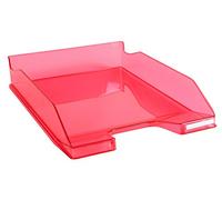 Exacompta - Réf. 113254D - 1 corbeille à courrier COMBO MIDI - dimensions utiles 34 x 25 x 6,5 cm - pour format A4 + - peut contenir 500 feuilles - couleur framboise transparent glossy