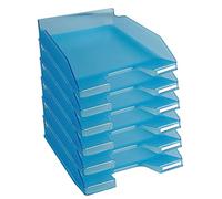 Exacompta - Réf. 11336D - Lot de 6 corbeilles à courrier COMBO MIDI - dimensions utiles 34 x 25 x 6,5 cm - pour documents au format A4 - couleur turquoise translucide