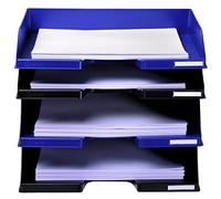 Exacompta - Réf. 117104D - Lot de 4 corbeilles à courrier COMBO à l'italienne - dimensions 25,5 x 36,5 x 6,5 cm - couleur bleu nuit - certifié Ange Bleu - capacité 500 feuilles