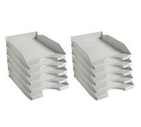 Exacompta - Réf. 12306D - Lot de 10 corbeilles à courrier ECOTRAY - dimensions utiles 34 x 25 x 6,5 cm - pour documents au format A4+ - couleur gris - certifié Ange Bleu