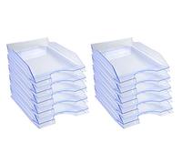 Exacompta - Réf. 12310D - Lot de 10 corbeilles à courrier ECOTRAY - dimensions utiles 34 x 25 x 6,5 cm - pour documents au format A4+ - couleur bleu glacé translucide