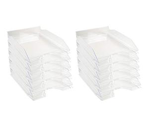 Exacompta - Réf. 12323D - Lot de 10 corbeilles à courrier ECOTRAY - Dimensions utiles 34 x 25 x 6,5 cm - pour Documents au Format A4+ - Couleur Cristal