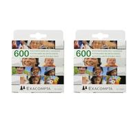 Exacompta - Réf. 12991E - 1 boîte de 600 autocollants photos double face - Blanc - sous film par 10 - Emballage : boîte distributrice carton (Lot de 2)