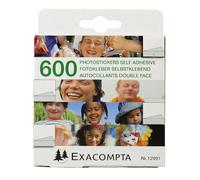 Exacompta - Réf. 12991E - Paquet de 10 boîtes de 600 autocollants photos double face - Blanc - sous film par 10 - Emballage dans une boîte distributrice carton