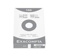Exacompta - Réf. 13202E - Carton de 10 étuis de 100 fiches bristol quadrillées 5x5 non perforées - format 100 x 150 mm - compatibles avec imprimante jet d'encre, laser et photocopieur - blanc