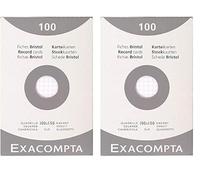 Exacompta - Réf. 13202E - Étui de 100 fiches bristol quadrillées 5x5 non perforées - format 100 x 150 mm - compatibles avec imprimante jet d'encre, laser et photocopieur - couleur blanc (Lot de 2)