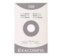 Exacompta Fiches bristol Réf. 13202E – étui de 100 100×150 mm quadrillées 5x5 non perforées, blanc