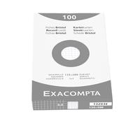 Exacompta - Réf. 13203E - Étui de 100 fiches bristol quadrillées 5x5 non perforées - format 125 x 200 mm - compatibles avec imprimante jet d'encre, laser et photocopieur - couleur blanc