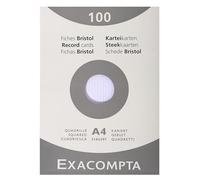 Exacompta - Réf. 13206E - Carton de 10 étuis de 100 fiches bristol quadrillées 5x5 non perforées - format 210 x 297 mm - compatibles avec imprimante jet d'encre, laser et photocopieur - couleur blanc