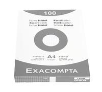 Exacompta - Réf. 13206E - Étui de 100 fiches bristol quadrillées 5x5 non perforées - format 210 x 297 mm - compatibles avec imprimante jet d'encre, laser et photocopieur - couleur blanc