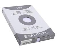 Exacompta - Réf. 13208E - Étui de 100 fiches bristol quadrillées 5x5 non perforées - format 148 x 210 mm - compatibles avec imprimante jet d'encre, laser et photocopieur - couleur blanc