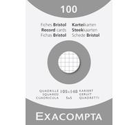 Exacompta - Réf. 13209E - Carton de 10 étuis de 100 fiches bristol quadrillées 5x5 non perforées - format 105 x 148 mm - compatibles avec imprimante jet d'encre, laser et photocopieur - couleur blanc