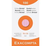 Exacompta - Réf. 13271E - Carton de 10 étuis de 100 fiches bristol quadrillées 5x5 non perforées - format 75 x 125 mm - - couleurs assorties