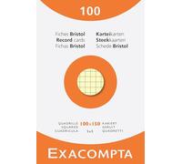 Exacompta - Réf. 13272E - Carton de 10 étuis de 100 fiches bristol quadrillées 5x5 non perforées - format 100 x 150 mm - - couleurs assorties